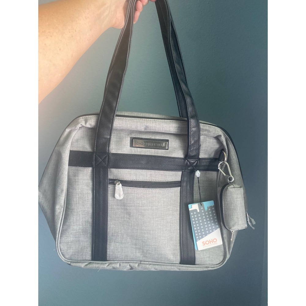 Soho Collections Gray Diaper Bag Tote with Changing Pad and Accessory Pouch NWT